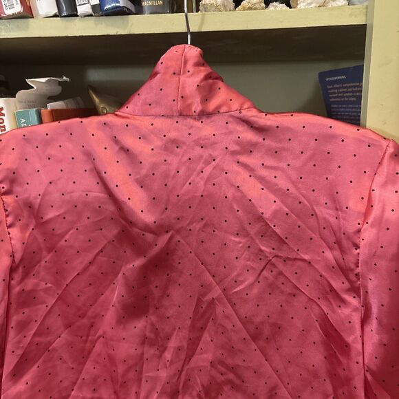 VTG Satin Embroidered Coat Pink Bolero Cropped Black Cindy Lauper Era Iconic M S - Picture 4 of 5